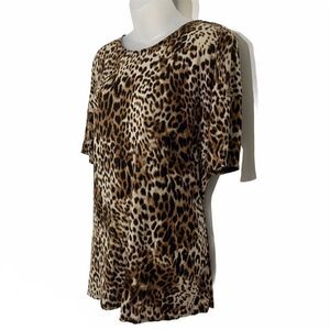 Philosophy leopard print Jersey knit top shirt M blouse medium EUC